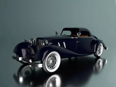 Vintage Car Low-poly 3D model