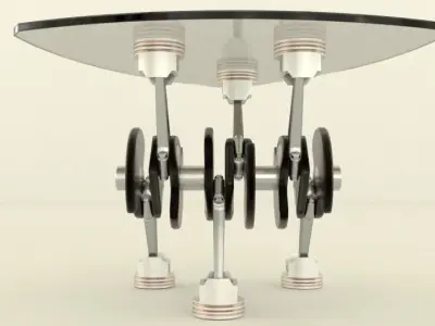 Mototable triangular glass table with wheels 3D model