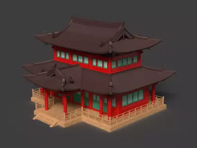 Chinese ancient house   Low-poly 3D model