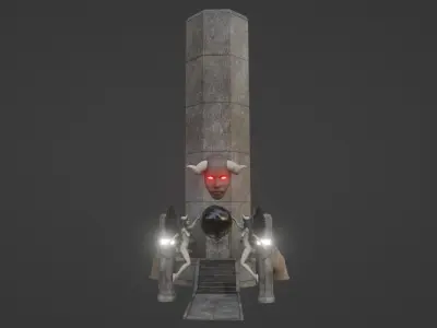 Nothingness tower with demon head Low-poly 3D model