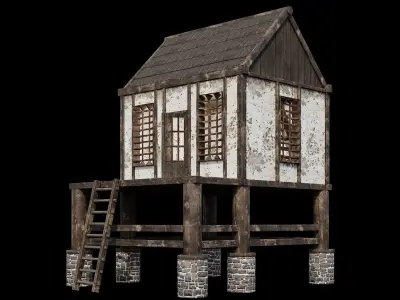 Medieval Houses Pack 86-87-88-89-90 - 4K Textures Game Ready Low-poly 3D model