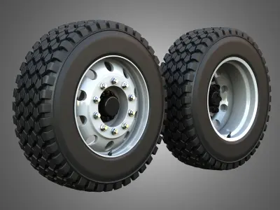 Twin Truck Wheels and Tires TWT1 3D print model
