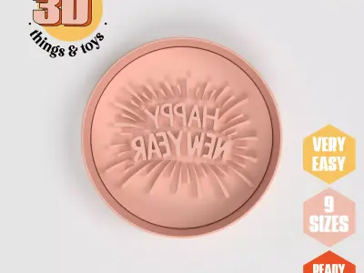 Happy New Year - Cookie Cutter Clay - Many Size  3D print model