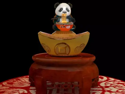 Chinese ramen panda figure  3D model