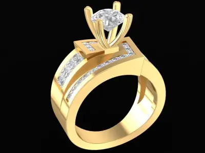 Modern Channel Set Diamond Ring for Women   2563 3D print model