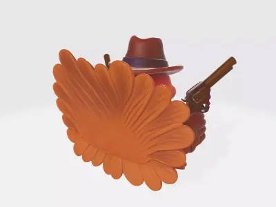 Wild West Turkey 3D Model  Funny Cowboy Turkey Figurine 3D print model