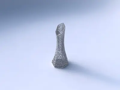 Vase squeezed and bent hexagon with dense twisted organic lat... 3D print model