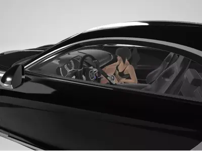 Bugatti and the girl Low-poly 3D model