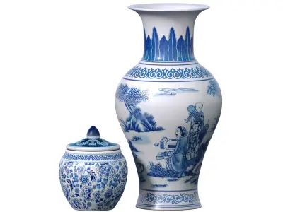 Chinese traditional decorative porcelain ceramic vase 3D model