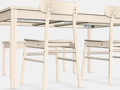 RONNINGE - RONNINGE Table with 2 chairs and bench 3D model