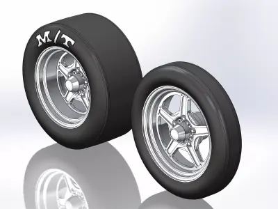 Set of wheels Billet Street Lite for scale model of dragster 3D print model