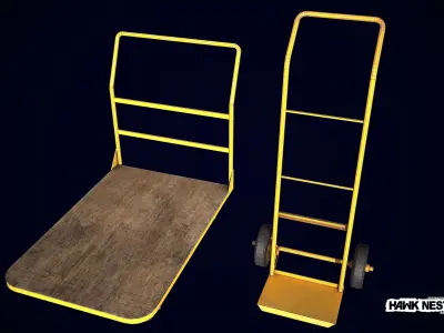 Baggage Cart and Sack Truck Low-poly 3D model