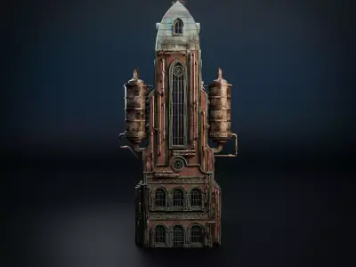 STEAMPUNK INDUSTRIAL BUILDING 1 Low-poly 3D model