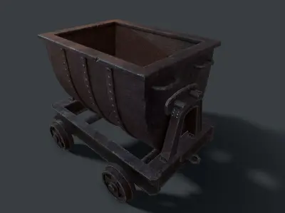 Mine cart Low-poly 3D model