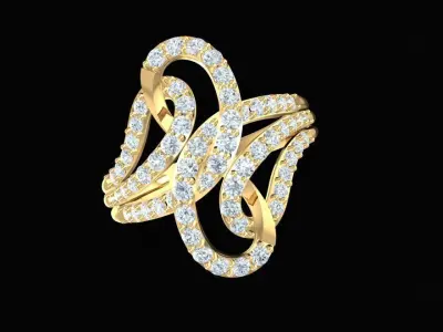 Luxury Twisted Crossover Diamond Ring for Women  1776 3D print model