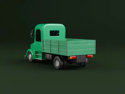 Stylized Cartoon Rigged Open Back Truck 3D model