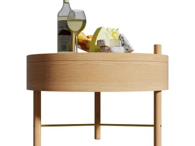 Homary Modern Round Wood Rotating Tray Coffee Table with Storage 3D model
