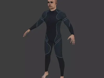 Surfer - Swimmer with 4 Textures -- IK and FK Rig Low-poly 3D model