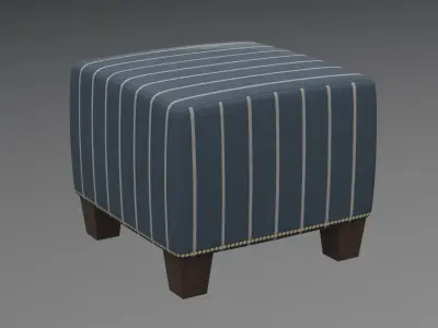 McKenzie Ottoman indigo blue stripe Low-poly 3D model