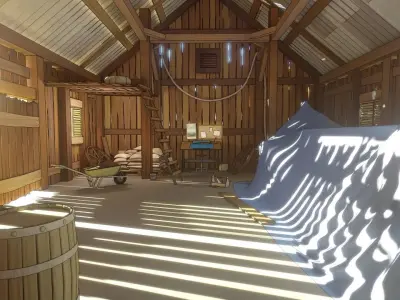 pack Old barn for 3D and 2D animation Cartoon Low-poly 3D model