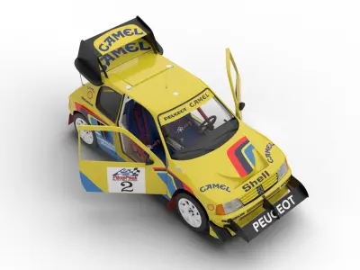 Peugeot 205  T16 Turbo Pikes Peak 1987 HQ 3d model 3D model