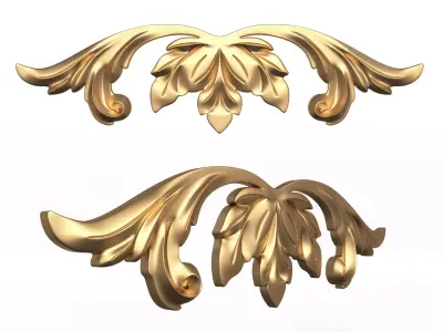 Carved Plaster Molding Decoration 02 Low-poly 3D model