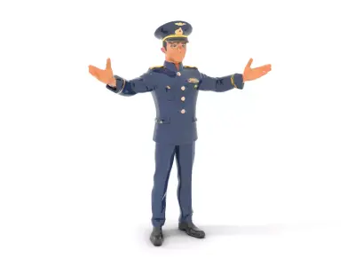 Airforce Officer D Character Model Rigged and Animated Low-poly 3D model