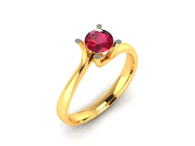 Band 3dm Render Details ruby solitaire ring gold 3D print model
