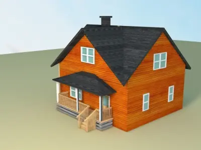 house3 orange house Low-poly 3D model