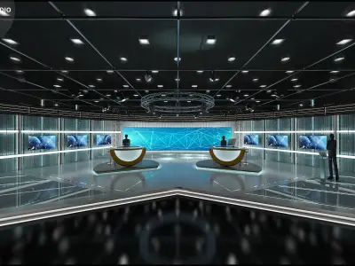 Virtual TV Studio News Set 3 3D model