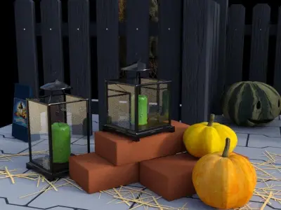 Scene Halloween  Low-poly 3D model