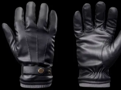 Leather Gloves 004 Low-poly 3D model