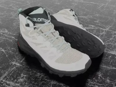 SALOMON OUTLINE GTX 3D BOOTS -WHITE - BLACK Low-poly 3D model