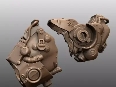 Mechanical Cyber Beast Heavy Robotic Combat Creature 3D print model