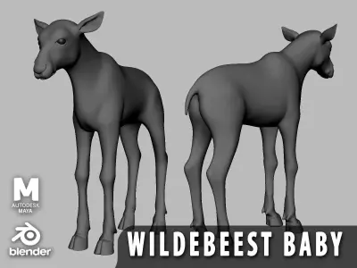Baby Wildebeest Low-poly 3D model