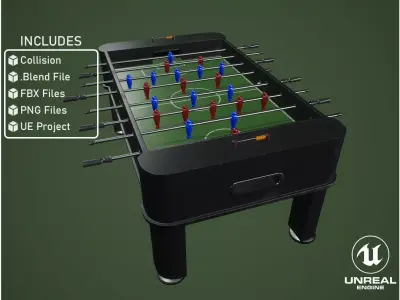 Classic Foosball Machine Low-poly 3D model