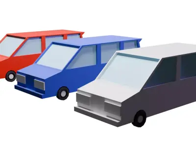 3 different Color Low Poly Car Low-poly 3D model