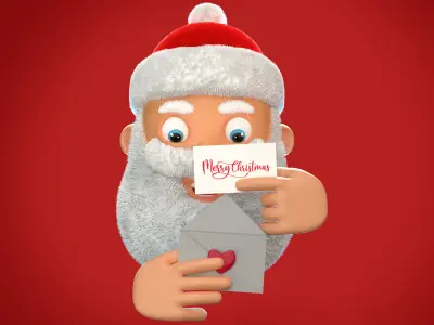 Animated Santa letter Low-poly 3D model