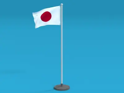 Low Poly Seamless Animated Japan Flag Low-poly 3D model