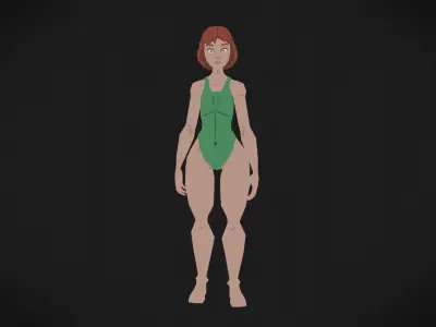 Colorly - Beach Girl 2 - Game Ready - Rigged - Customizable Low-poly 3D model