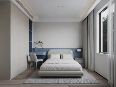 three bedroom interior scenes 3D model