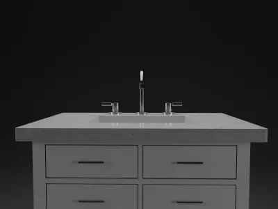 Bathroom Vanity Cabinet - Sleek White 3D model