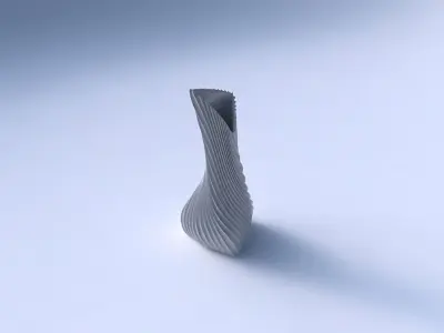 Vase twist puffy tappered triangle with bent extruded lines 3D print model