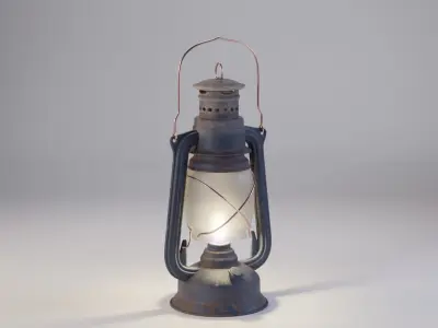Old Pressure Kerosene Lamp Low-poly 3D model