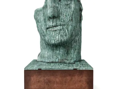 Face sculpture bronze outdoor Low-poly 3D model