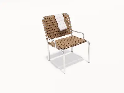 Chair 3d model wooden with towel Free 3D model