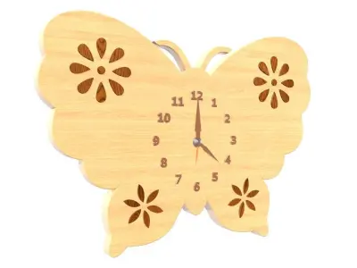 Wooden Butterfly Clock  3D model