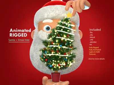 Animated Santa Christmas Tree Low-poly 3D model