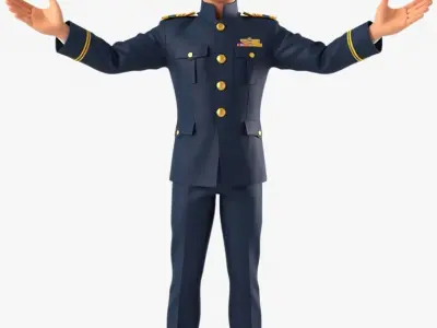 Airforce Officer D Character Model Rigged and Animated Low-poly 3D model