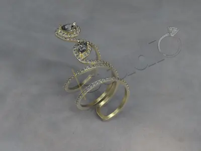 Luxury ring like snake with gems and large diameter 3d model 3D print model